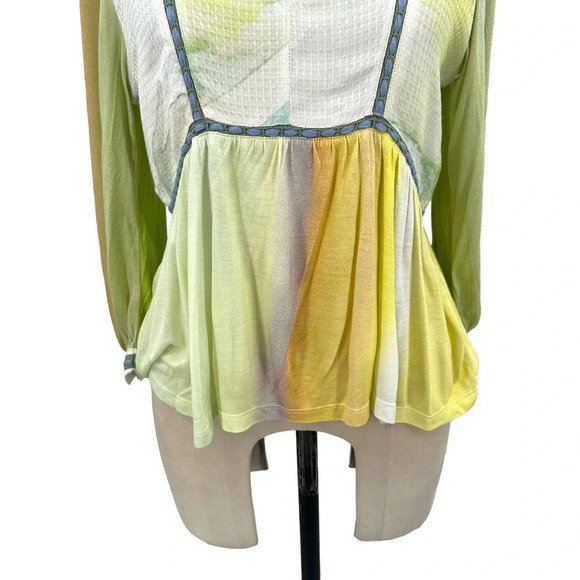Anthropologie Bl-nk London Peasant Top Blouse Peplum Colorful Tie Dye Size XS - Picture 4 of 10